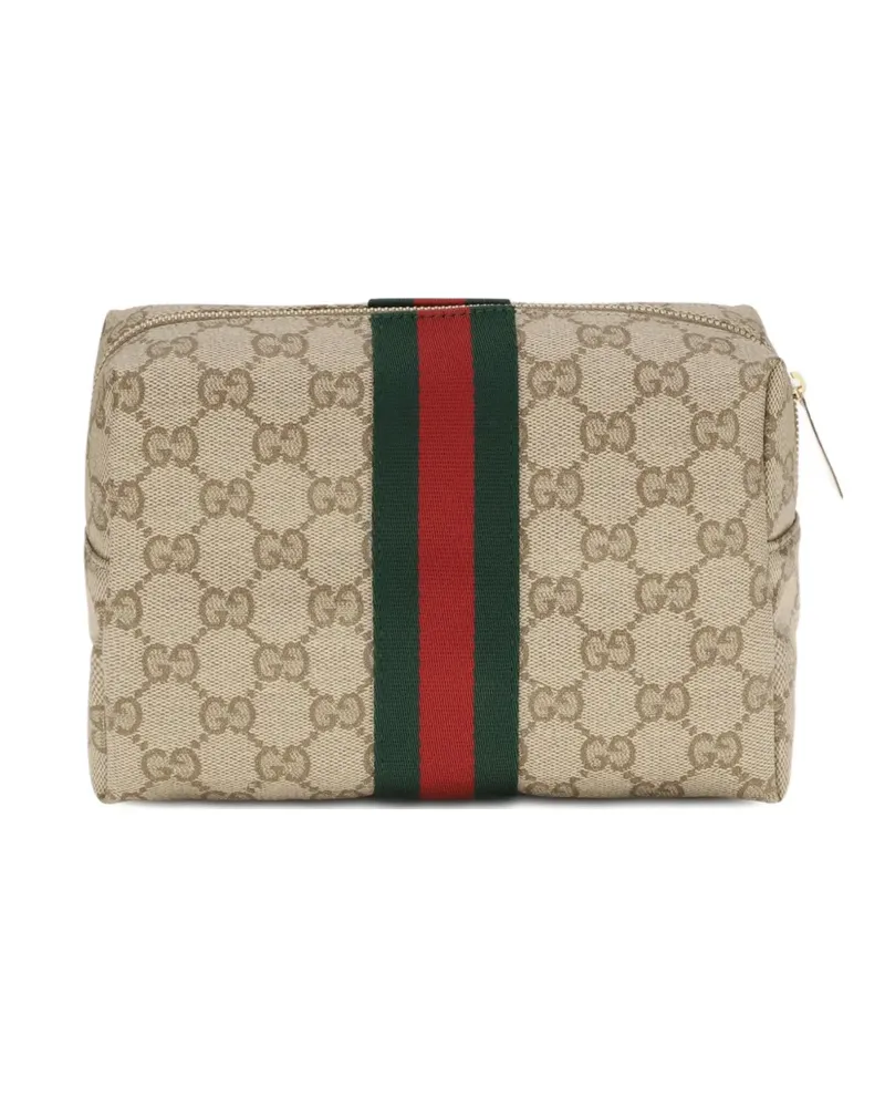 Gucci GG Supreme Web-stripe make up bag - Nude Nude