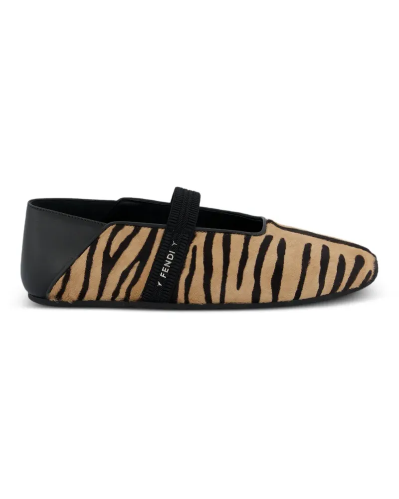 Fendi Academia Ballerinas mit Animal-Print - Nude Nude