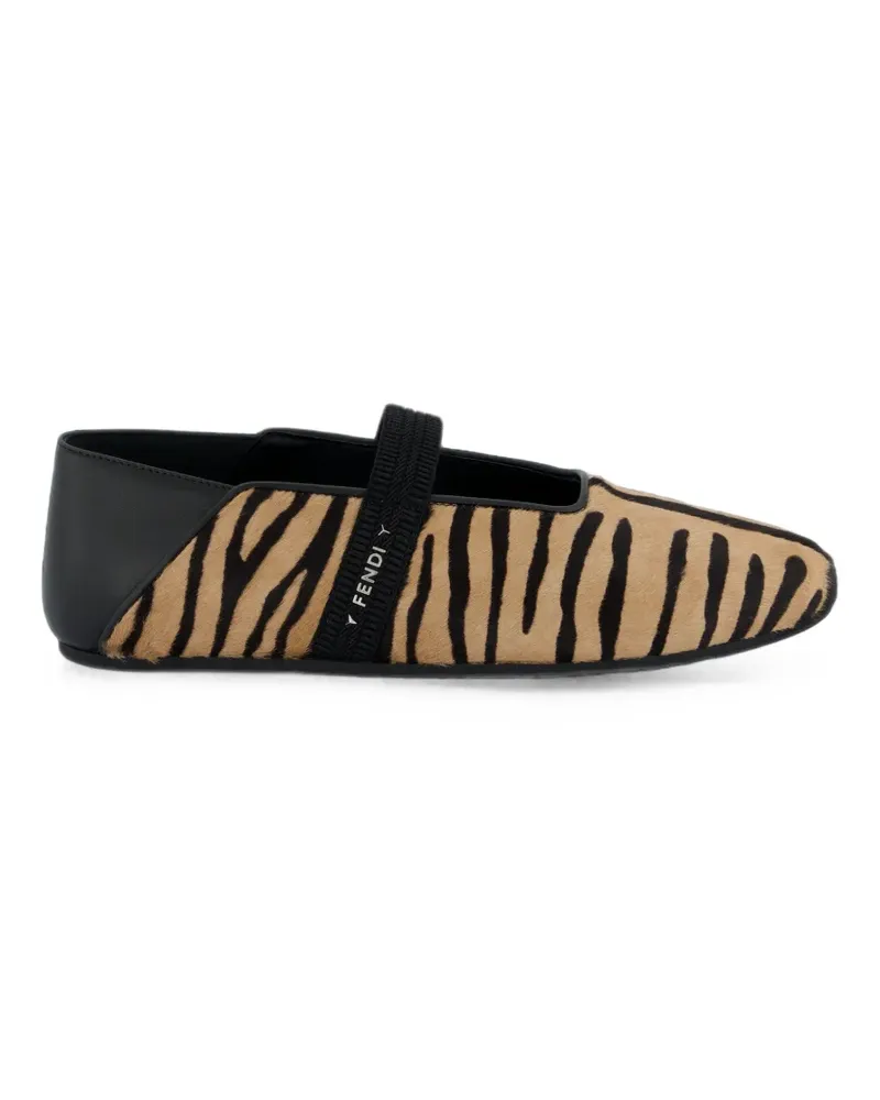 Fendi Academia animal-print ballet flats - Nude Nude