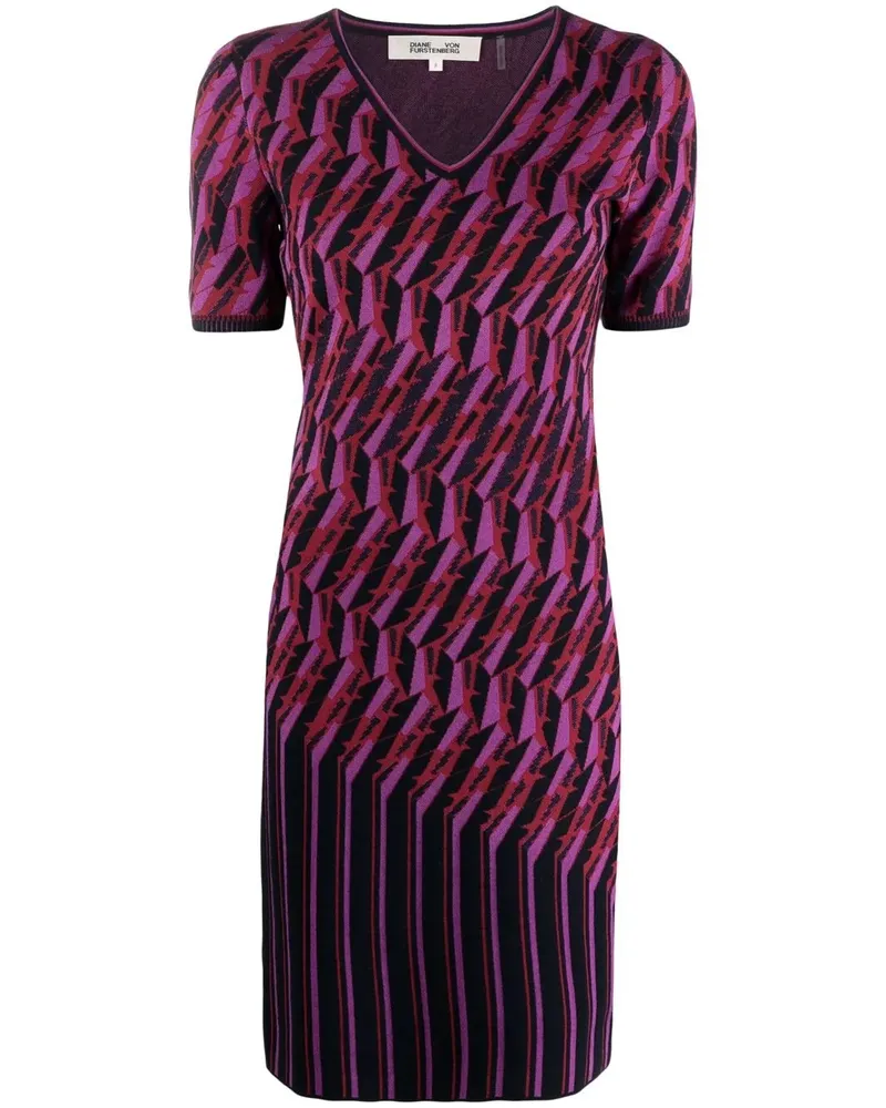 Diane von Furstenberg Intarsien-Kleid mit Zickzackmuster - Violett Violett