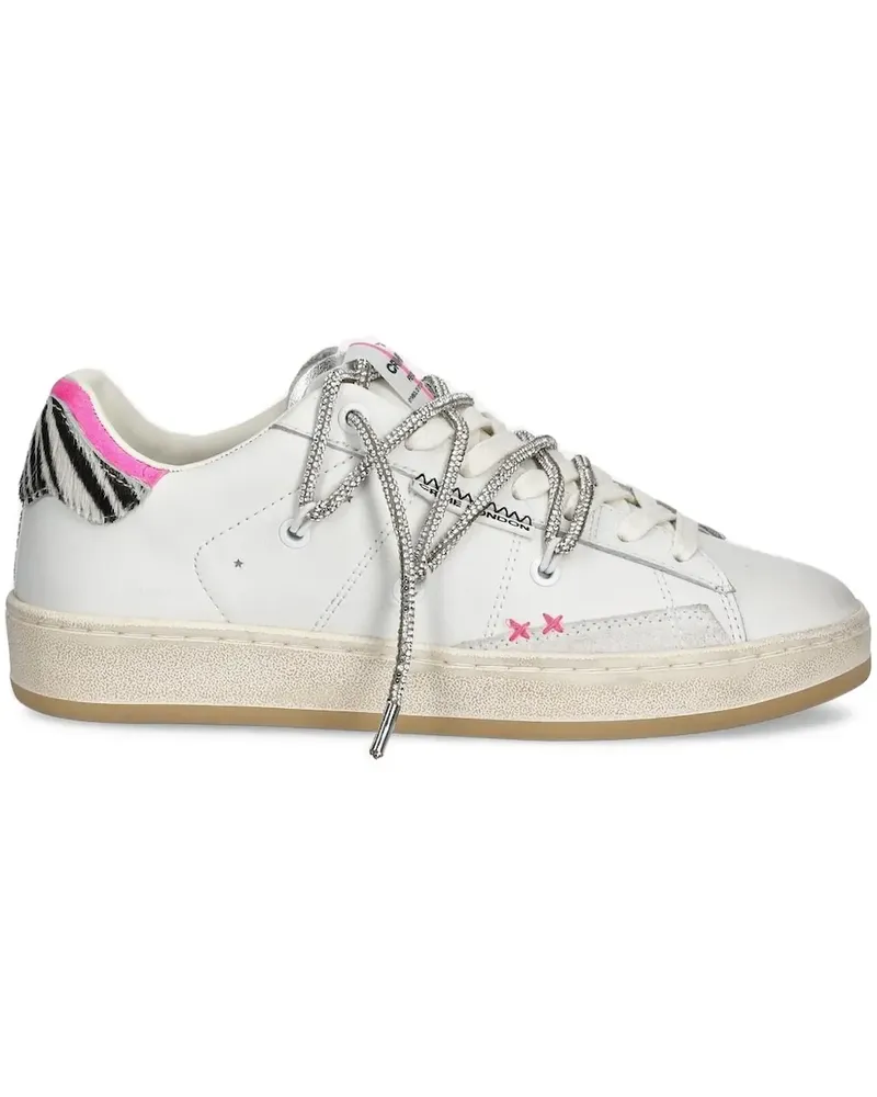 Crime Strassverzierte Sneakers mit Zebra-Einsatz - Weiß Weiß