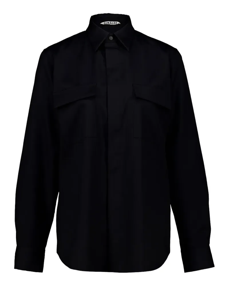 AURALEE flap-pocket wool shirt - Schwarz Schwarz