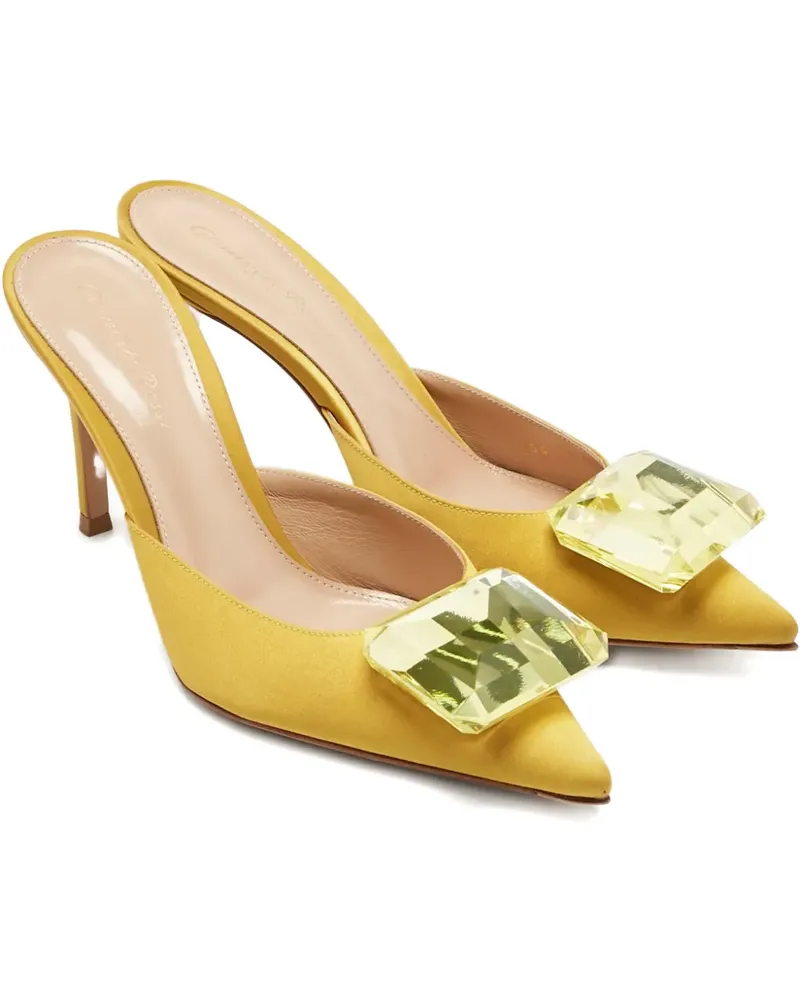 Gianvito Rossi crystal satin mules - Gelb Gelb