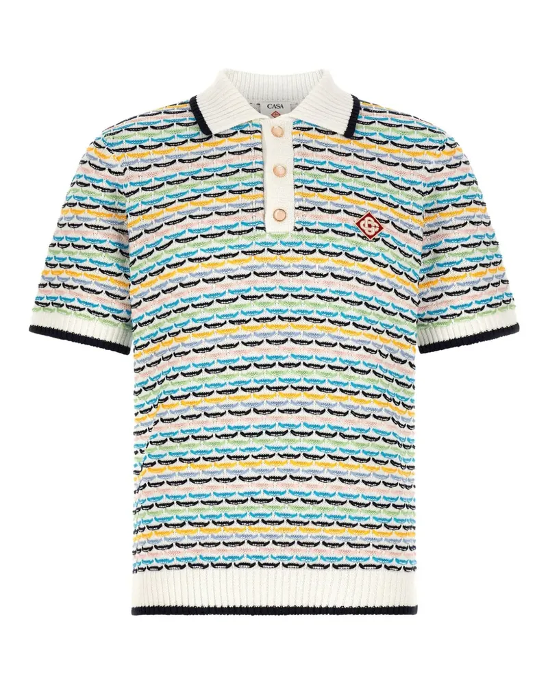 Casablanca Paris Gehäkeltes Poloshirt mit Logo-Patch - Nude Nude