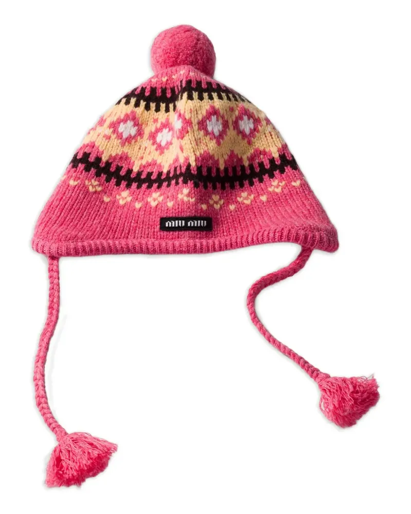 Miu Miu Beanie mit Jacquard-Logo - Rosa Rosa