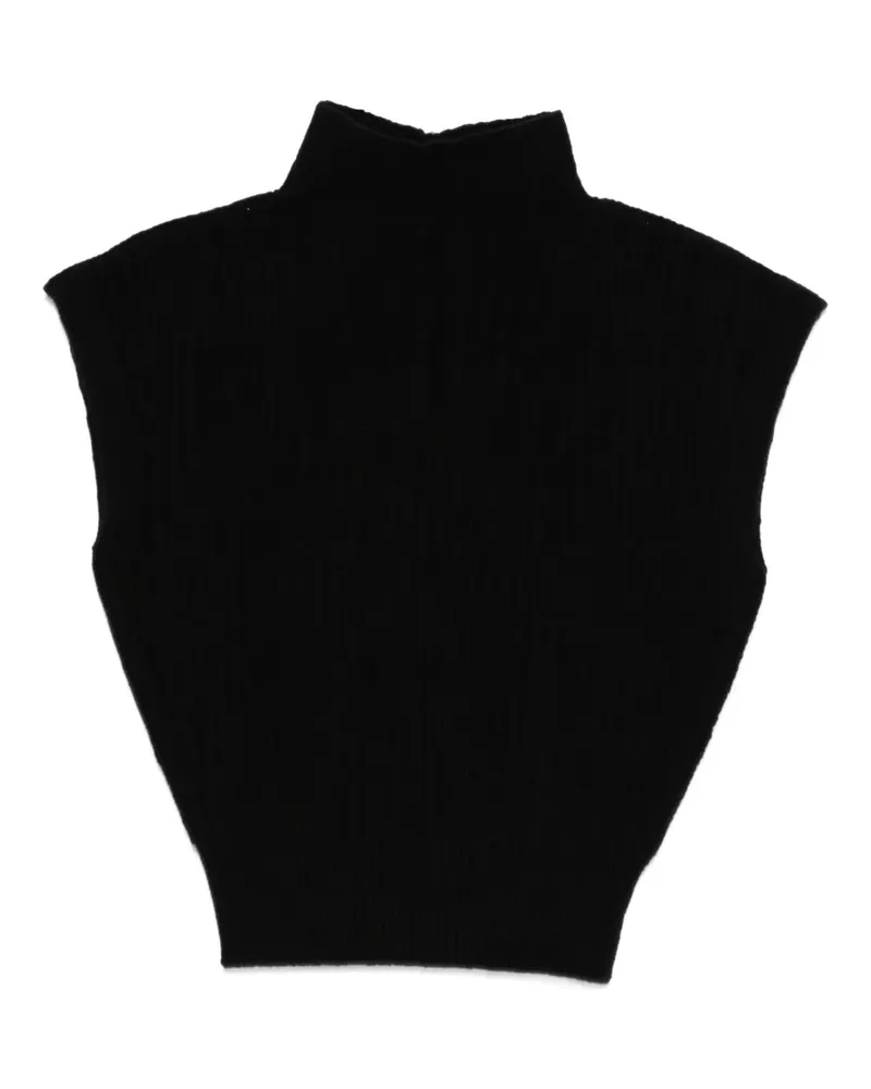 Rick Owens Geripptes Top mit Stehkragen - Schwarz Schwarz