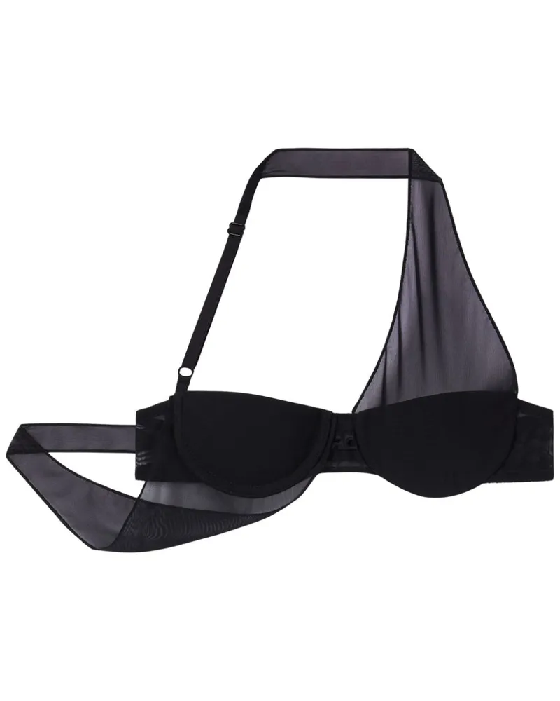 Courrèges Cropped-Krepptop - Schwarz Schwarz
