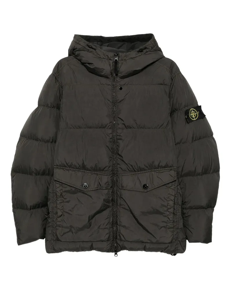Yves Salomon Gefütterte Kapuzenjacke mit Logo-Patch - Grau Grau
