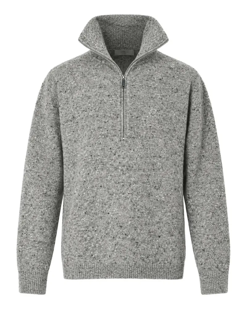 Liviana Conti Melierter Emerin Pullover mit halbem Reißverschluss - Grau Grau