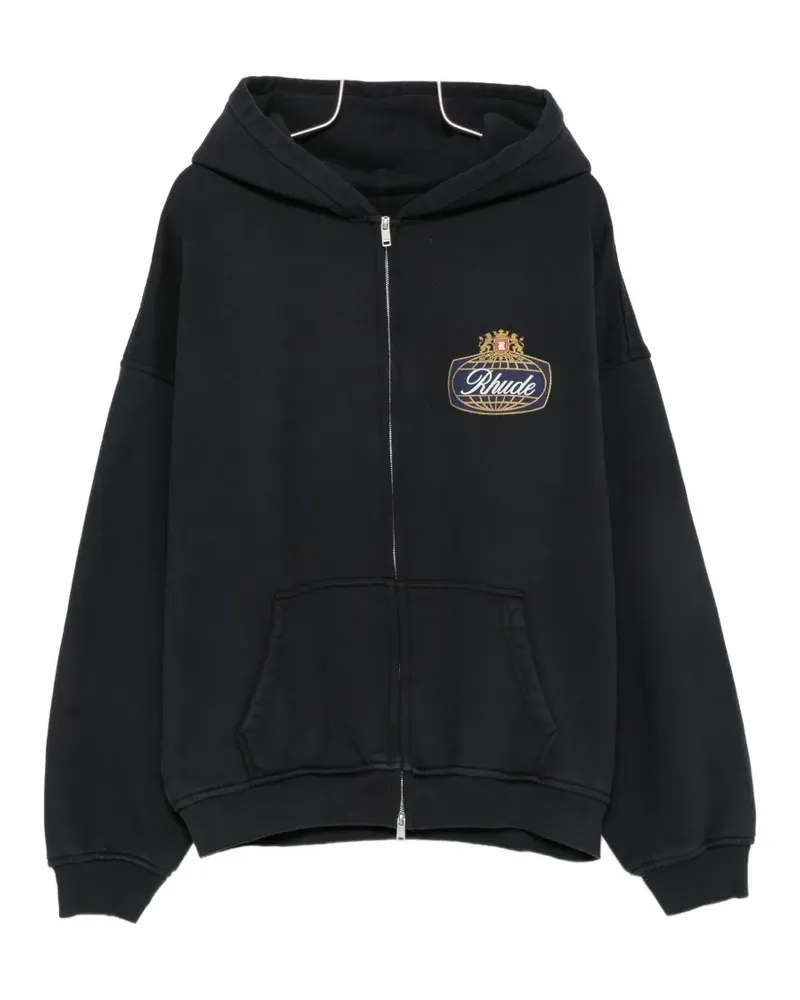 RHUDE logo-print zip-up hoodie - Schwarz Schwarz
