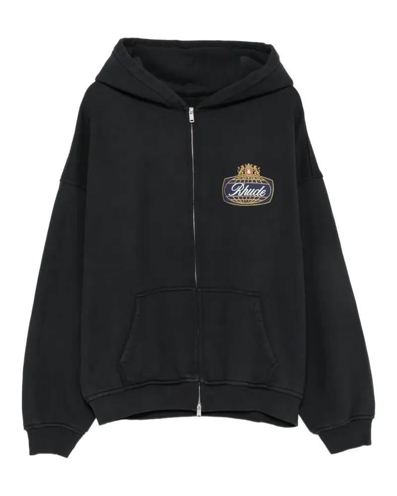 RHUDE Kapuzenjacke mit Logo-Print - Schwarz Schwarz
