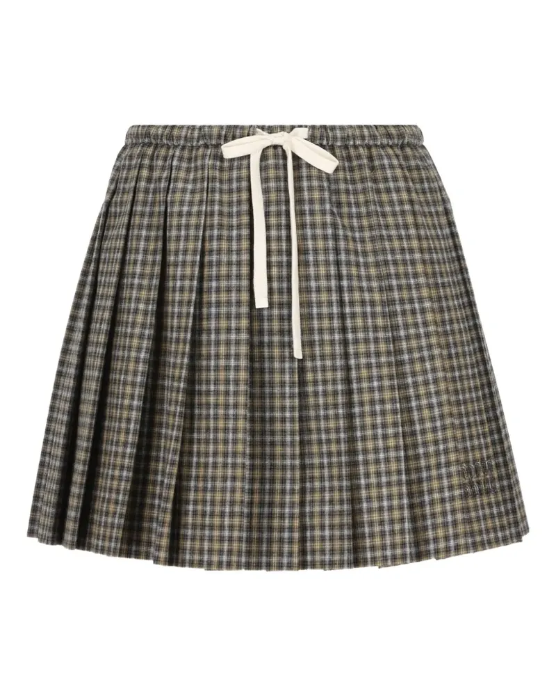 Miu Miu check pleated mini skirt - Nude Nude
