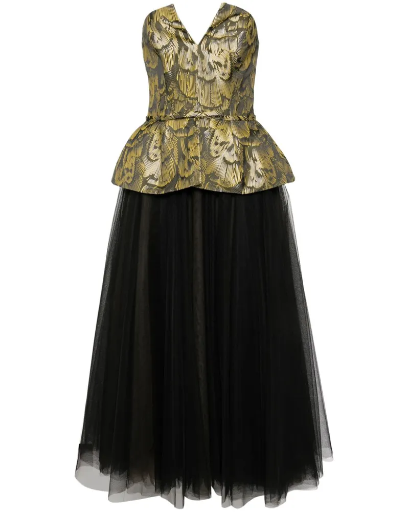 Amsale Tüll-Midikleid mit Jacquardmuster - Gelb Gelb