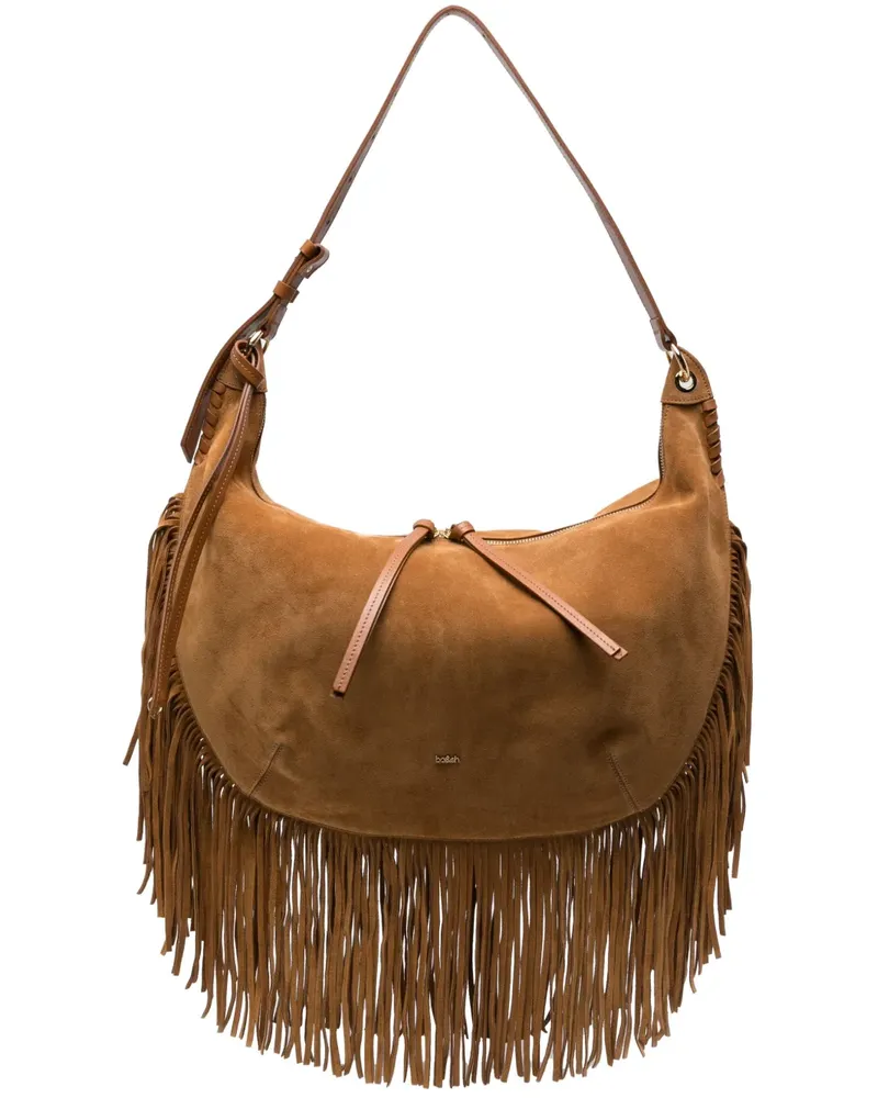 ba&sh XL Franges Schultertasche aus Wildleder - Braun Braun