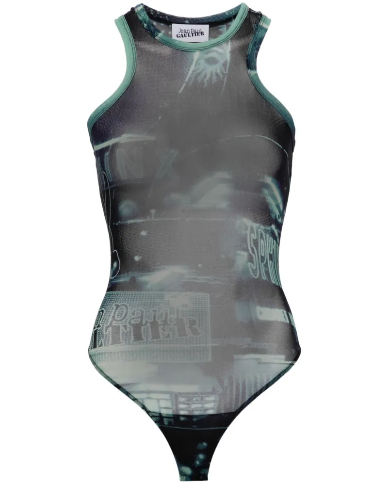 Jean Paul Gaultier Mesh-Body mit Pigalle-Print - Blau Blau