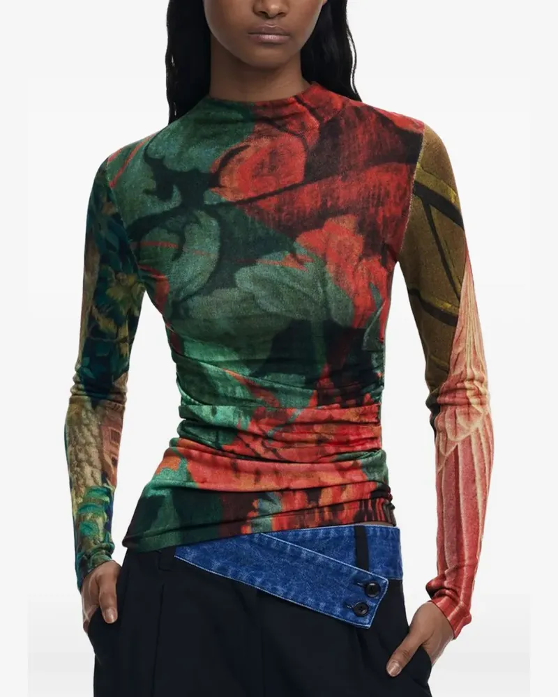 Desigual x Christian Lacroix T-Shirt mit Blumenprint - Grün Grün