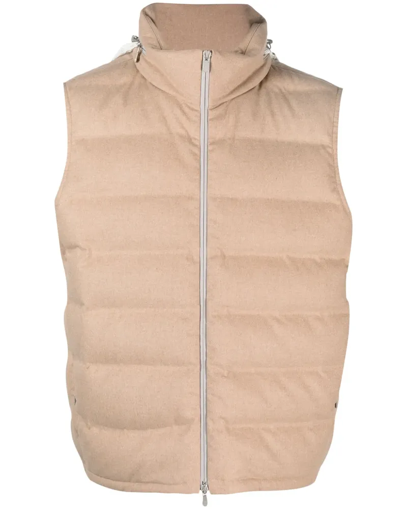 Brunello Cucinelli Gefütterte Weste mit Reißverschluss - Nude Nude
