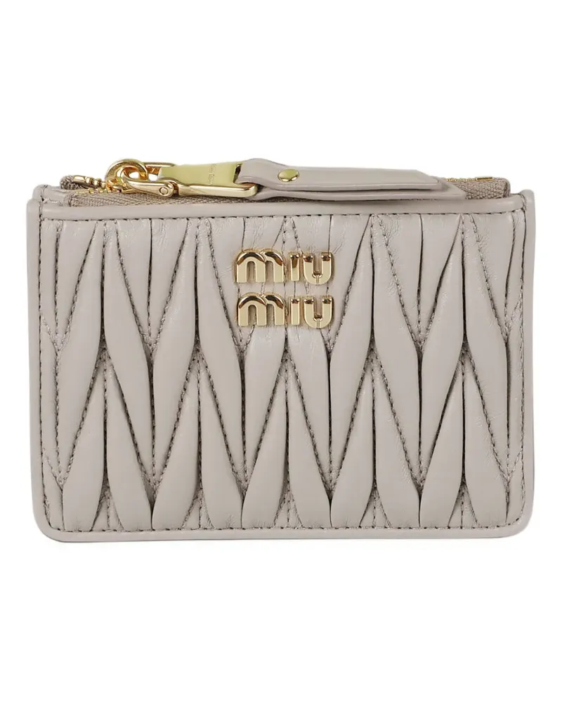 Miu Miu Matelassé card holder - Nude Nude