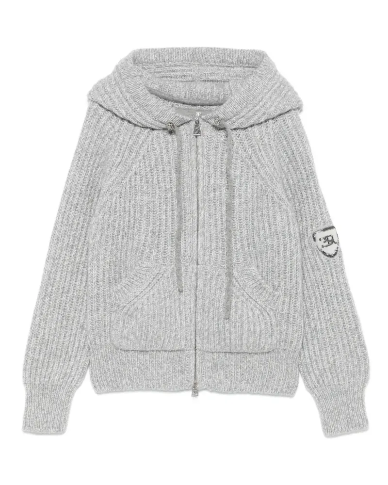 Ermanno Scervino Gerippter Cardigan mit Kapuze - Grau Grau