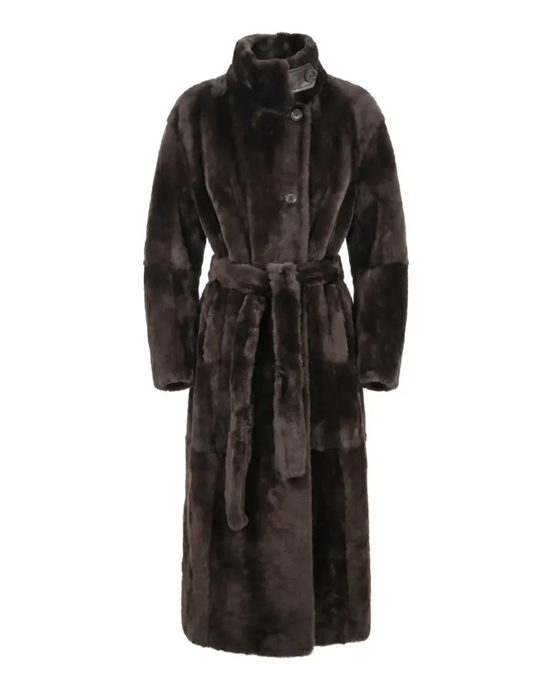 Brunello Cucinelli Mantel aus Shearling mit Gürtel - Braun Braun