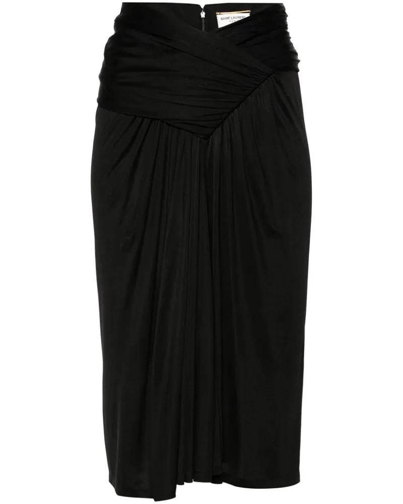 Saint Laurent Drapierter Bleistiftrock - Schwarz Schwarz