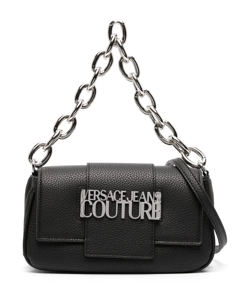 Versace Jeans Schultertasche mit Logo-Schild - Schwarz Schwarz
