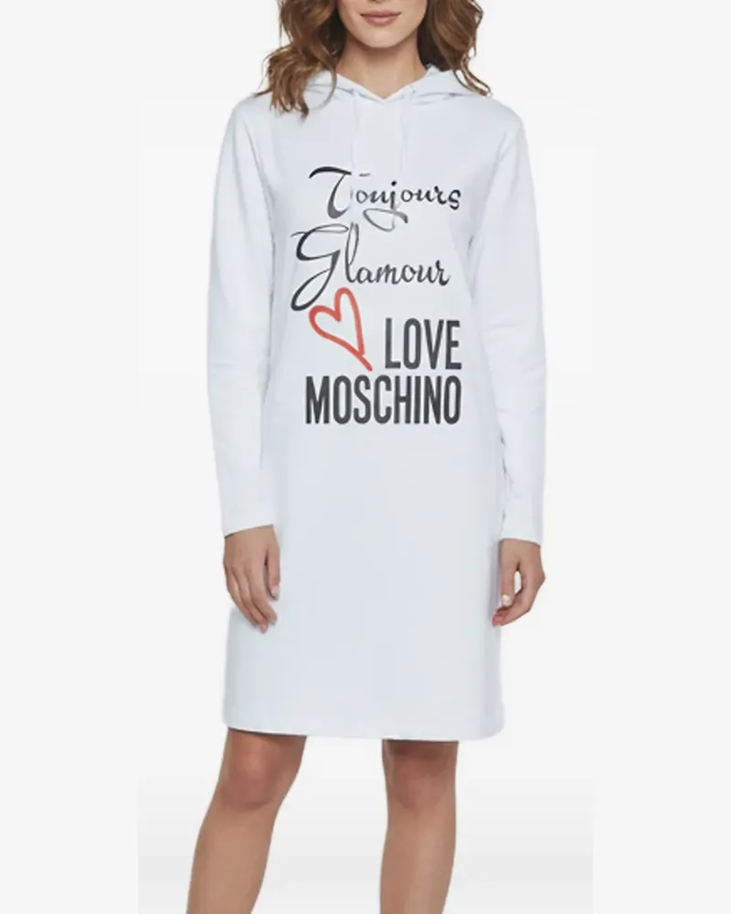 Moschino Kapuzenkleid mit Logo-Print - Weiß Weiß