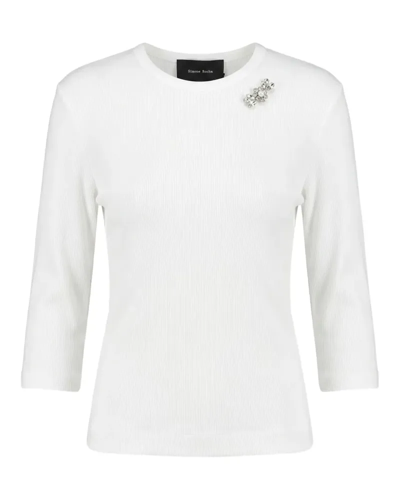 Simone Rocha crystal-embellished ribbed T-shirt - Weiß Weiß