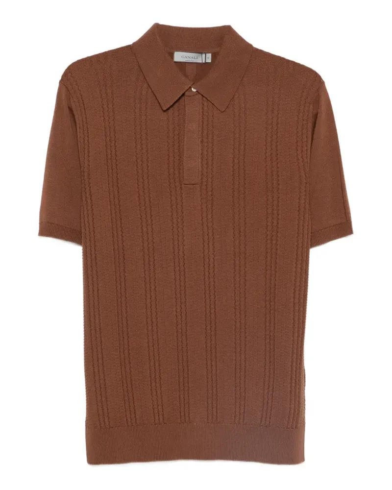 Canali Strukturiertes Poloshirt - Braun Braun