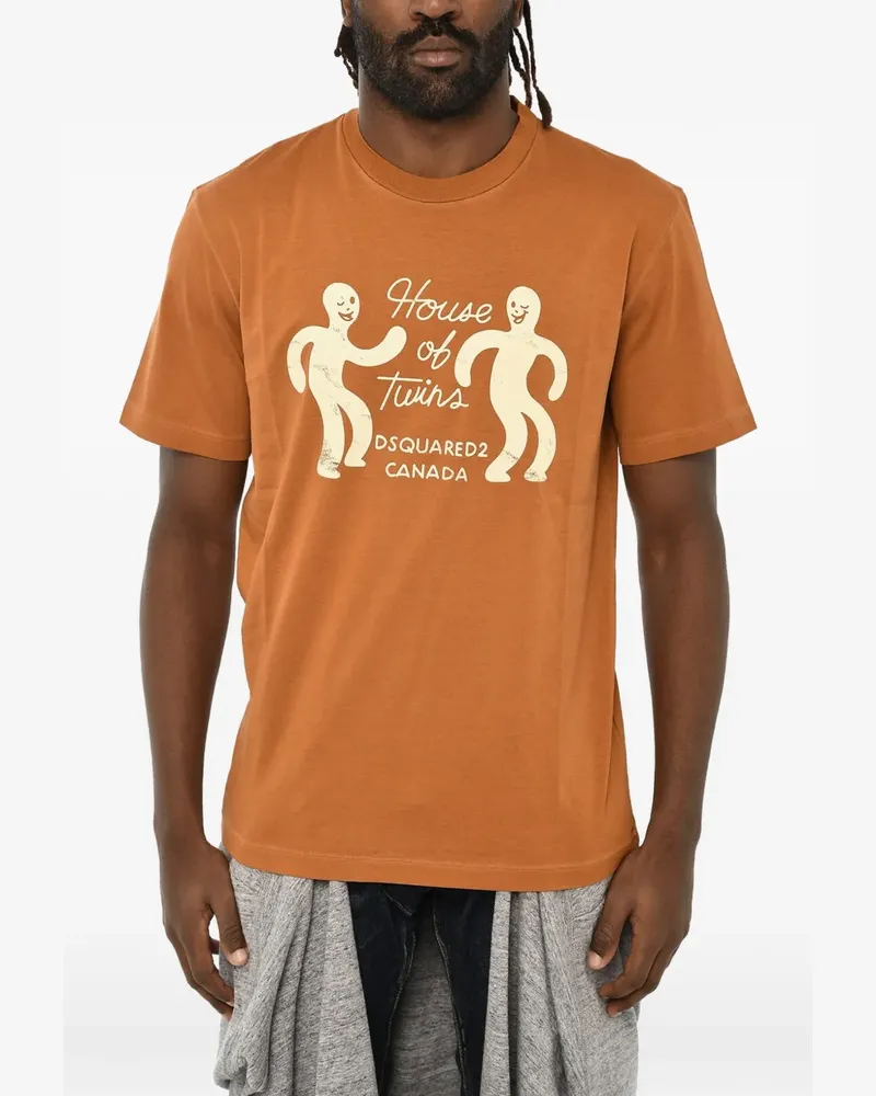 Dsquared2 T-Shirt mit grafischem Print - Braun Braun