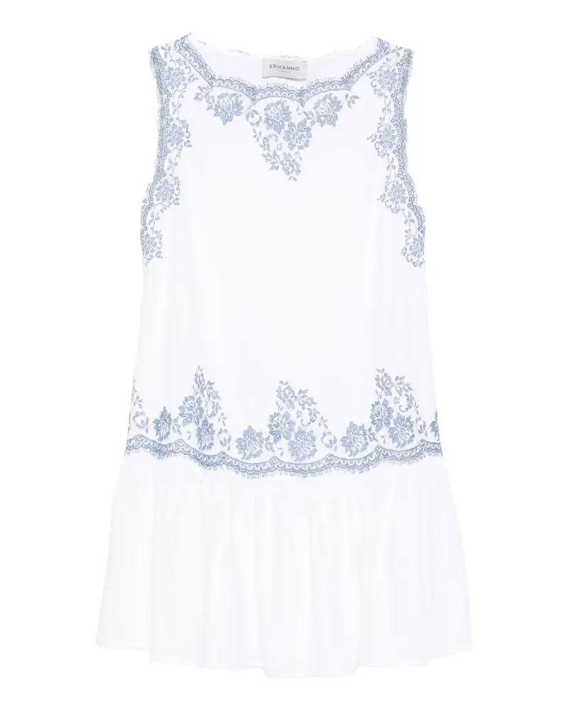 Ermanno Scervino floral-embroidered mini dress - Weiß Weiß