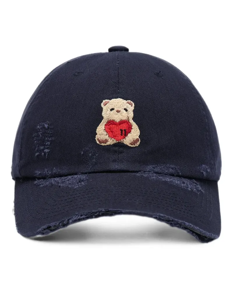 WE 11 DONE distressed teddy-bear baseball cap - Blau Blau