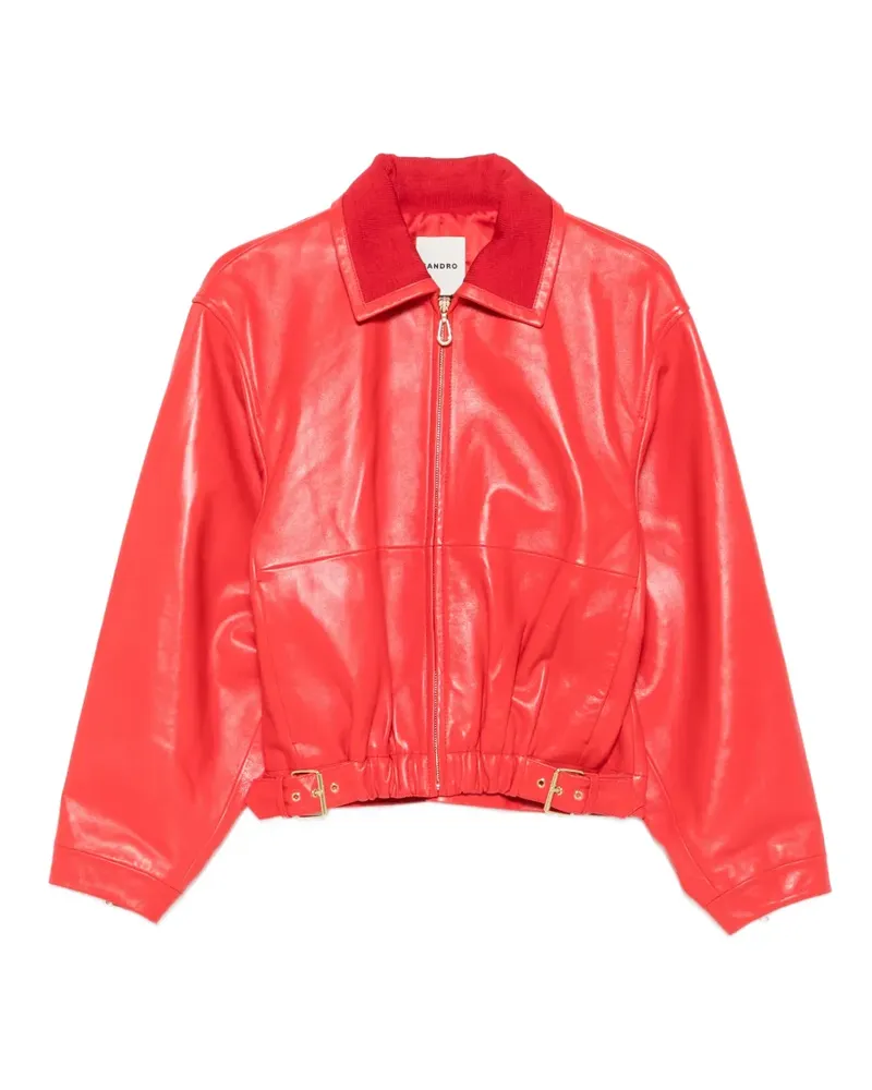 Sandro Lederjacke mit Schnallendetail - Rot Rot