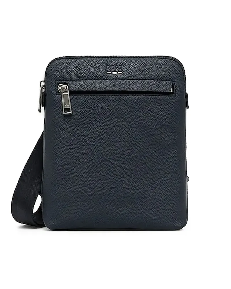 HUGO BOSS Schultertasche aus Leder - Blau Blau