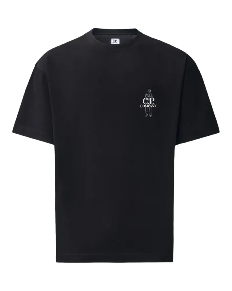 C.P. Company T-Shirt mit Logo-Stickerei - Schwarz Schwarz