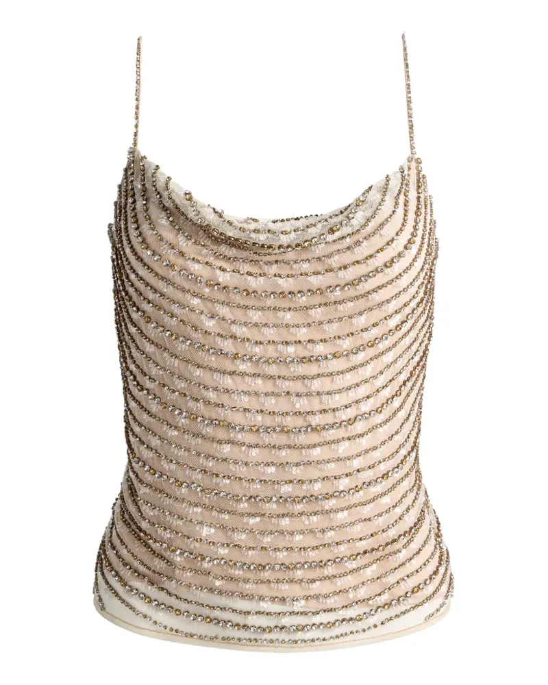 Alice + Olivia Drapiertes Harmon Tanktop mit Kristallen - Nude Nude