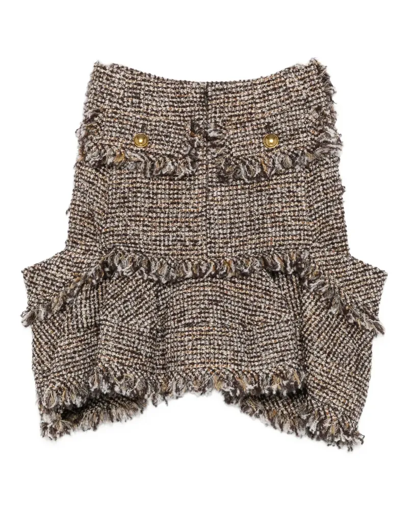 Sacai Tweed-Rock mit Fransen - Braun Braun