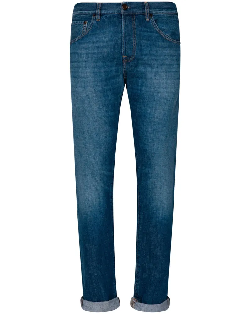 PT TORINO logo-patch tapered jeans Blau