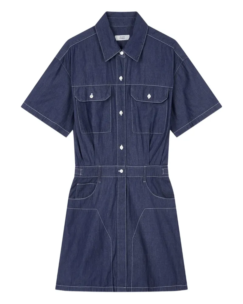 STUDIO TOMBOY Kurzärmeliger Jumpsuit mit Taschen - Blau Blau