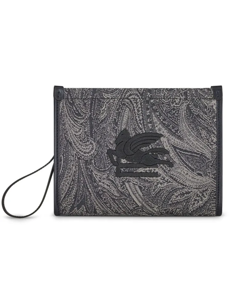 Etro Paisley-Clutch mit Pegaso-Motiv - Schwarz Schwarz