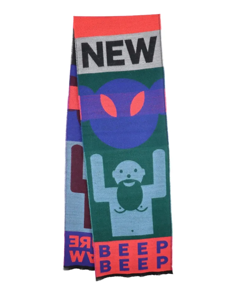 Walter van Beirendonck Beep Beep Schal mit grafischem Print - Blau Blau