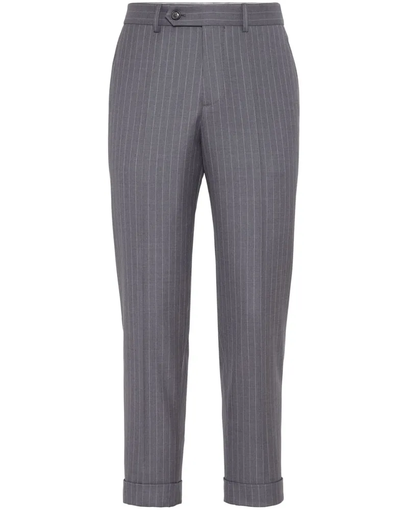 Brunello Cucinelli Chalk-Stripe wool tailored trousers - Grau Grau
