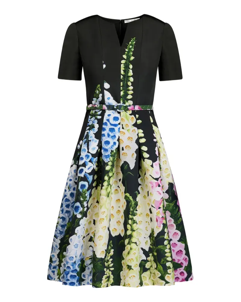 Oscar de la Renta Degradé Foxglove Kleid mit offenem Kragen - Schwarz Schwarz