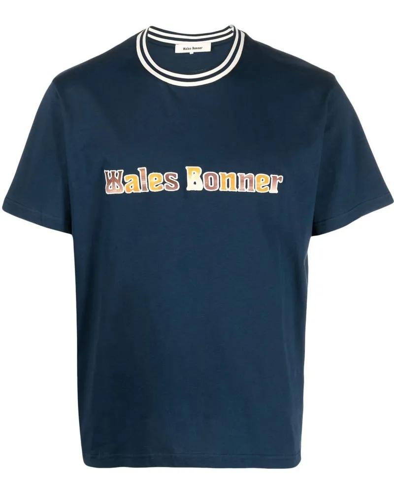 Wales Bonner T-Shirt mit Logo-Print Blau
