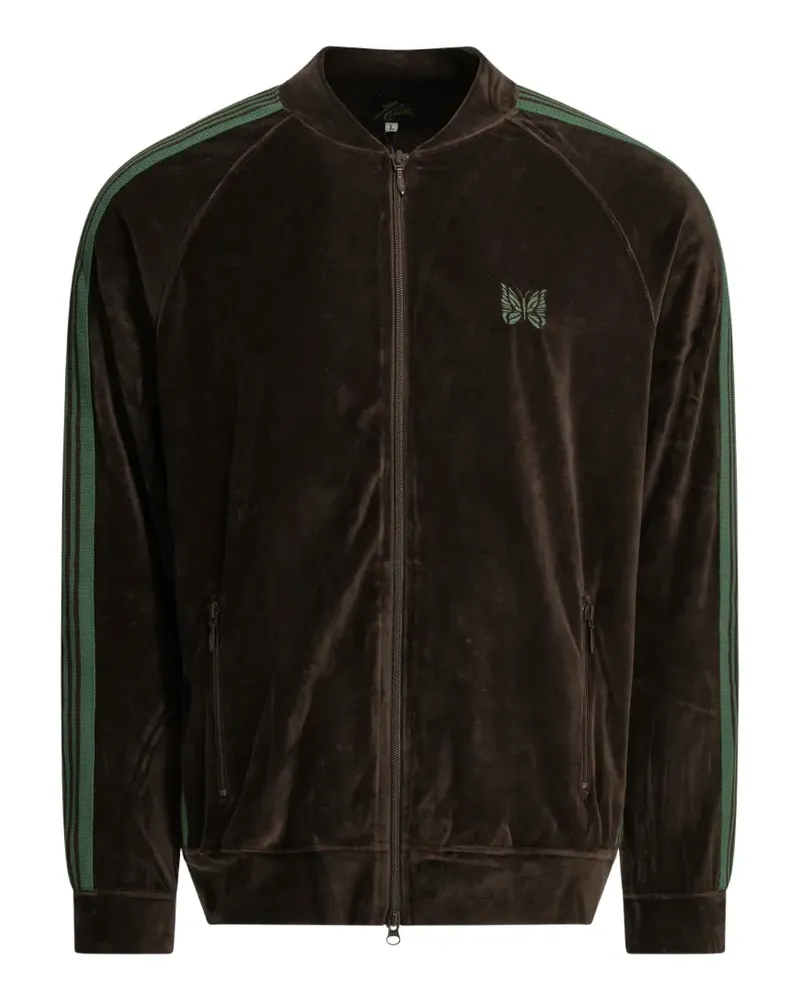 NEEDLES Track side-stripe zip-up cotton sweatshirt - Braun Braun