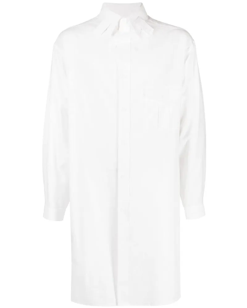 Yohji Yamamoto Langes Hemd mit Tab-Kragen - Weiß Weiß