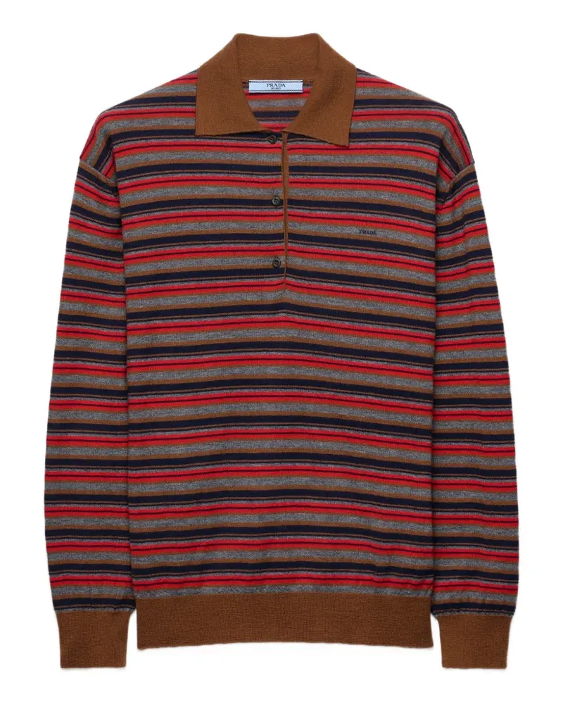 Prada striped cashmere polo sweater - Rot Rot