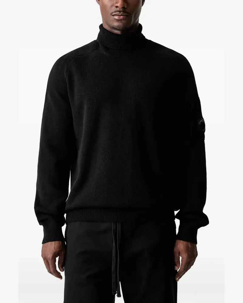 C.P. Company Lens Rollkragenpullover aus Lammwolle - Schwarz Schwarz