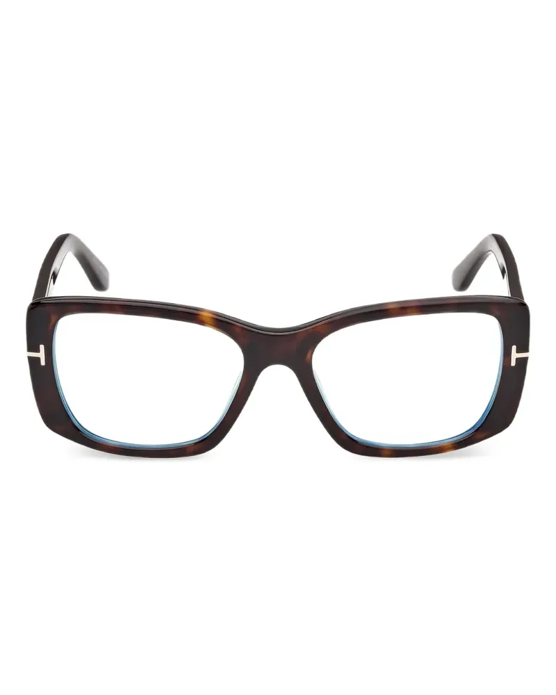 Tom Ford tortoiseshell-effect T-logo glasses - Braun Braun