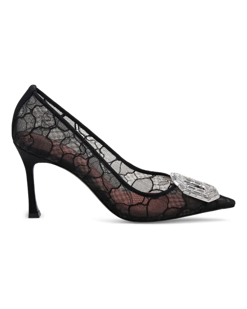 Amina Muaddi Camelia Pumps aus Spitze - Schwarz Schwarz